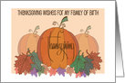 Hand Lettered Thanksgiving for Birth Family, Pumpkins & Fall Leaves card