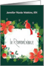 Sympathy at Christmas Nursing Honor Guard with Cardinal Custom Name card