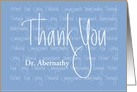 Hand Lettered Thank You to Doctor, Character Words & Custom Name card