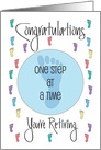 Retirement for Podiatrist, Colorful Footprints One Step at a Time card