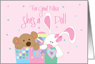 New Baby Girl Congratulations for Great Neice, She’s a Doll card