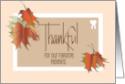Hand Lettered Thanksgiving from Dentist with Fall Leaves & White Tooth card