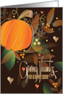 Hand Lettered Thanksgiving for Sister Giving Thanks Pumpkin and Leaves card