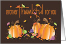 Thanksgiving Thankful for You Brother Pumpkins and Fall Leaves card