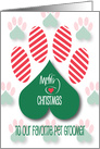 Christmas for Pet Groomer, Candy Cane Peppermint Paw Print card