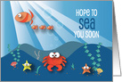 Missing You for Kids, Hope to Sea You Soon, Crab & Undersea Creatures card