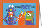 Thinking of You, Sending Monster Hugs for Kids, Three Monsters card