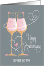 25th Silver Wedding Anniversary Nephew & Wife, Champagne Glasses card