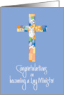 Congratulations on Becoming Lay Minister, Stained Glass Cross & Dove card