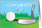 Congratulations on Golf Tournament Win Putter with Golf Ball card