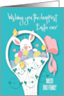 Hand Lettered Easter Egg Basket Niece and Family Chicks and Bunny card