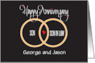 Hand Lettered Custom Wedding Anniversary Gay Son and Son in Law card