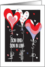Valentine for Son and Son in Law with Colorful Heart Balloon Trio card