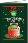 Christmas Birthday for Son with Custom Age Green and Red Cake card