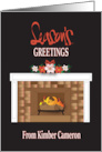 Hand Lettered Christmas Fireplace Seasons Greetings from Kimber card