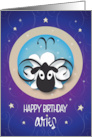 Hand Lettered Birthday for Zodiac Sign Aries Horned Ram and Stars card