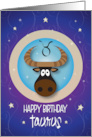 Hand Lettered Birthday for Zodiac Sign Taurus The Bull and Stars card
