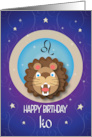 Hand Lettered Birthday Zodiac Sign Leo the Lion Universe and Stars card