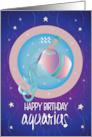 Hand Lettered Birthday for Zodiac Sign Aquarius The Water Bearer card