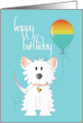 Hand Lettered Birthday from Pet Dog Puppy With Rainbow Balloon card