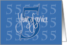 Hand Lettered 5 Year Employee Anniversary with Large Number Five card