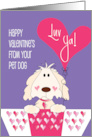 Hand Lettered Valentine’s Day from Pet Dog Luv Ya Crimson Hearts card
