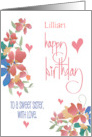 Birthday From Brother to Sister with Custom Name and Floral Bouquets card