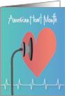 Hand Lettered American Heart Month Large Heart and Listening Device card
