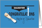Master of Education Graduation for Daughter with Diploma and Hat card