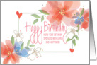 Hand Lettered Floral Happy Birthday with Watercolor Flowers and Hearts card