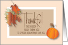 Hand Lettered Thanksgiving Thankful for Volunteer Leaves and Pumpkin card