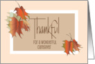 Hand Lettered Thanksgiving Thankful for Wonderful Caregiver and Leaves card