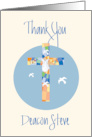 Hand Lettered Thank You Deacon Steve with Stained Glass Cross & Doves card