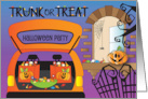 Hand Lettered Trunk or Treat Halloween Party Invitation with Candy card