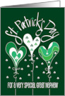 Hand Lettered St. Patrick’s Day for Great Nephew Shamrock Balloons card