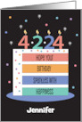 4-2-2024 Birthday Rainbow Cake Slice Number Candles Custom Name card