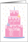Hand Lettered Birthday for Great Great Niece Pink Layered Floral Cake card