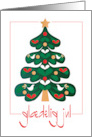 Danish Christmas Holiday Tree Dansk Kort med Hvide Duer og Hjerter card