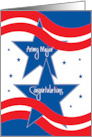 Promotion for Army Major Military Rank with Patriotic Stars and Stripe card