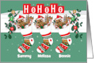 Ho Ho Ho Decorated Grandchildren Christmas Stockings with Custom Names card