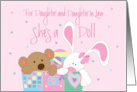 New Baby Girl Daughter and Daughter in Law She’s a Doll Toy Chest card