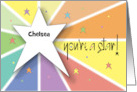 Hand Lettered You’re a Star Rainbow Rays and Stars with Custom Name card