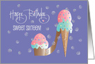 Birthday for 16 Year Old, Sweet Sixteen Cupcake & Ice Cream Shoe card