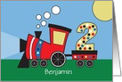 Birthday Two Year Old Engine Pulling Polka Dot Two, Custom Name card