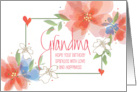 Hand Lettered Birthday for Grandma with Watercolor Flowers and Hearts card