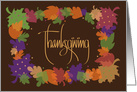 Hand Lettered Thanksgiving, with Colorful Autumn Leaf Border card