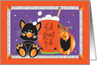 Halloween Autumn Fall Sweet Fall Cat and Pumpkin with Latte Cup card
