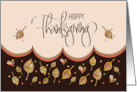 Hand Lettered Thanksgiving Stylized Striped Fall Leaves and Hearts card