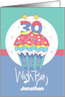 Birthday Cupcake 30 Year Old Number Thirty Candles and Custom Name card