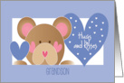 First Valentine’s Day for Grandson Hugs and Kisses Bear with Hearts card